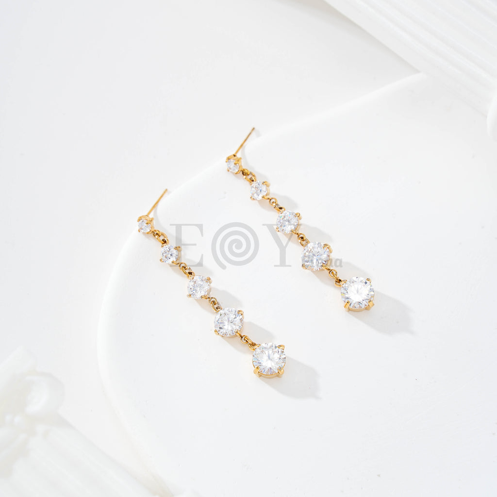 Pendientes largos circonita círculo
