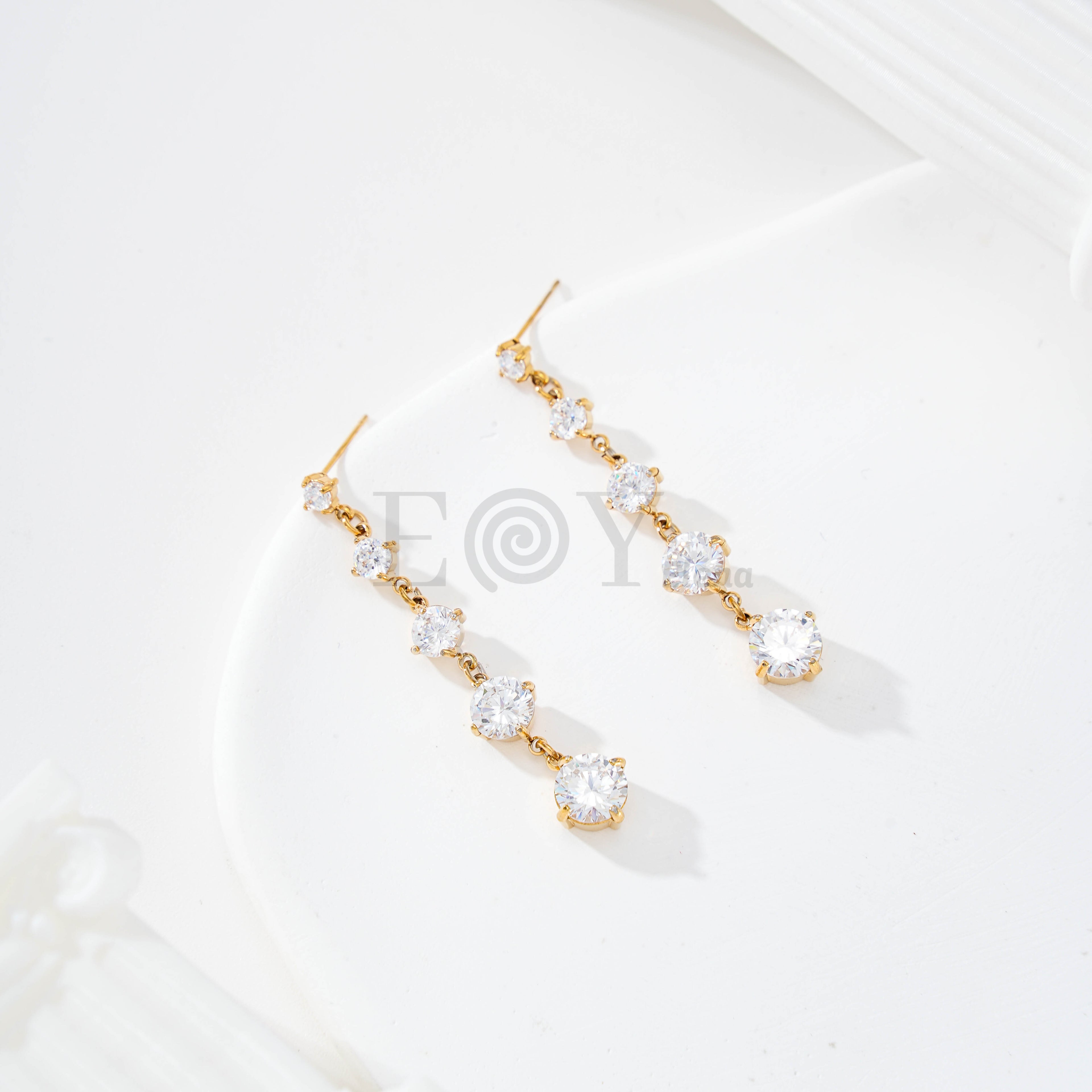 Pendientes largos circonita círculo