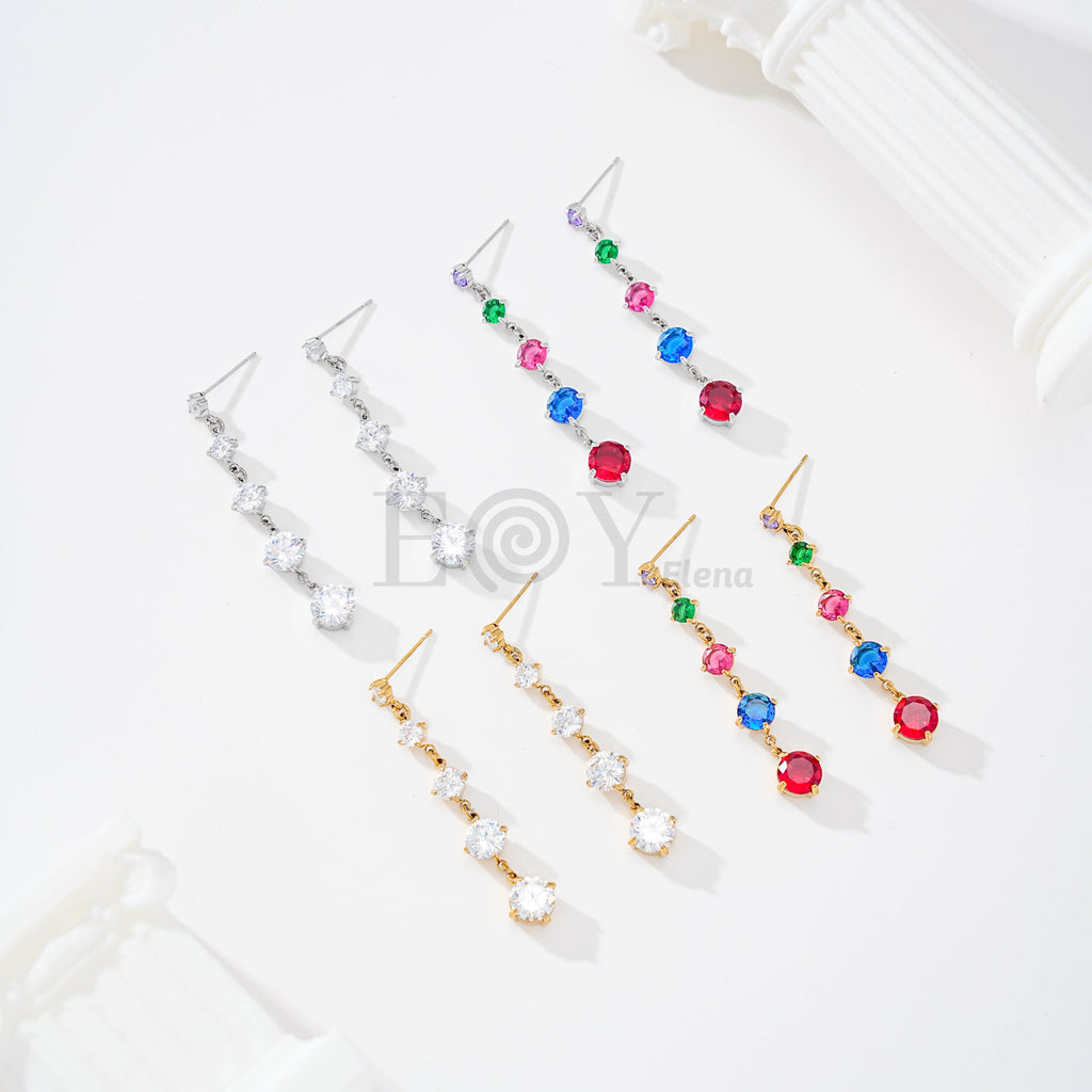 Pendientes largos circonita círculo