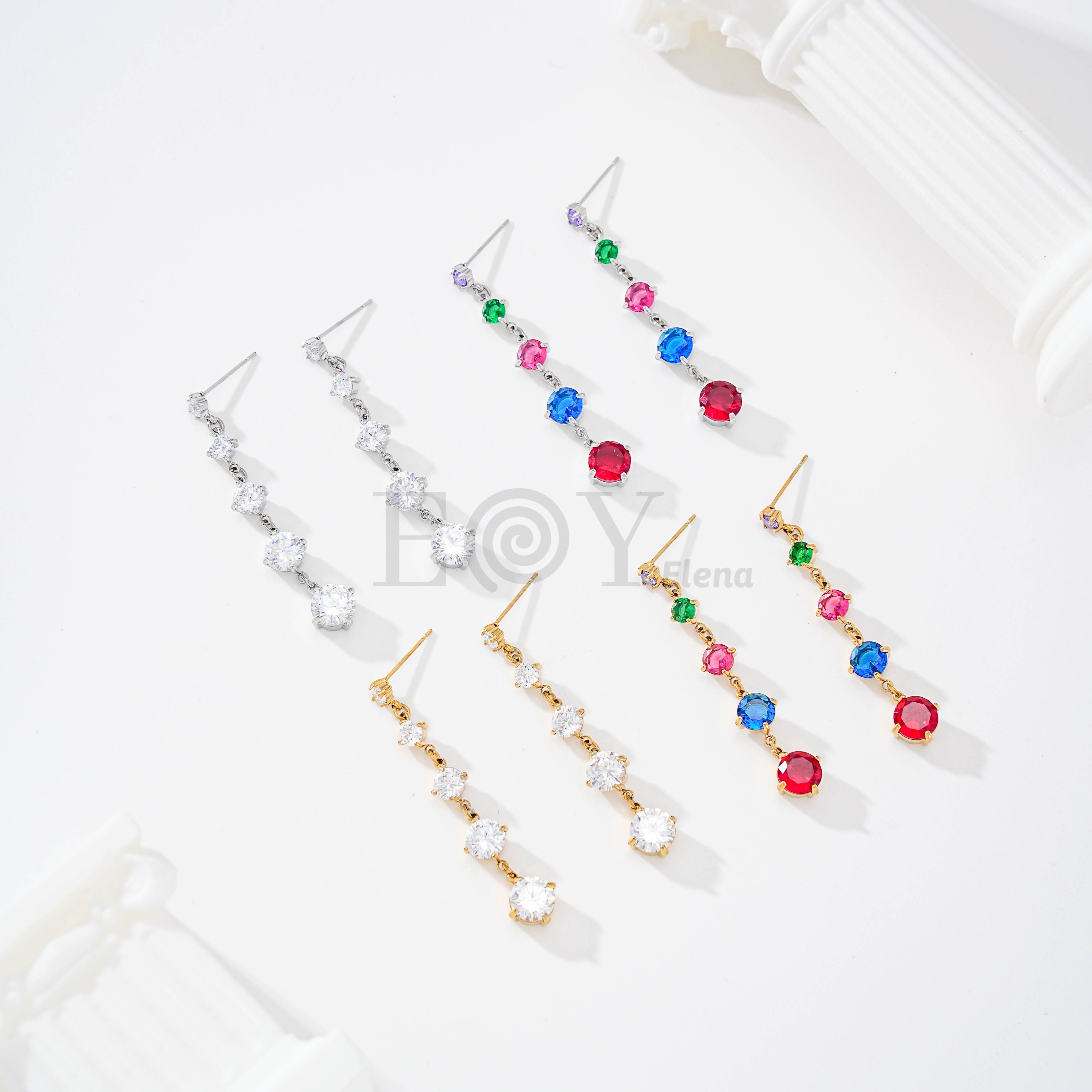 Pendientes largos circonita círculo