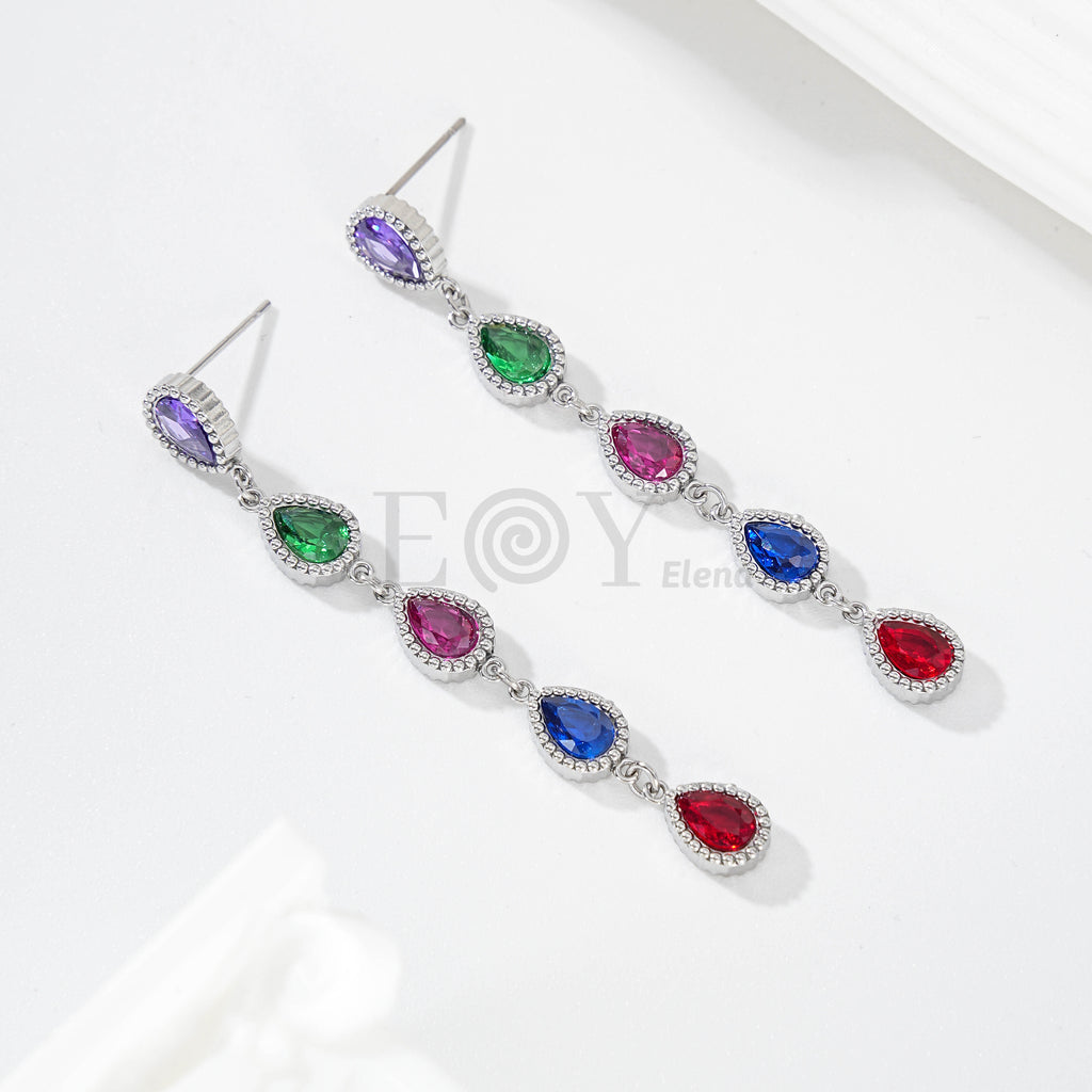 Pendientes Largos Gota Multicolor