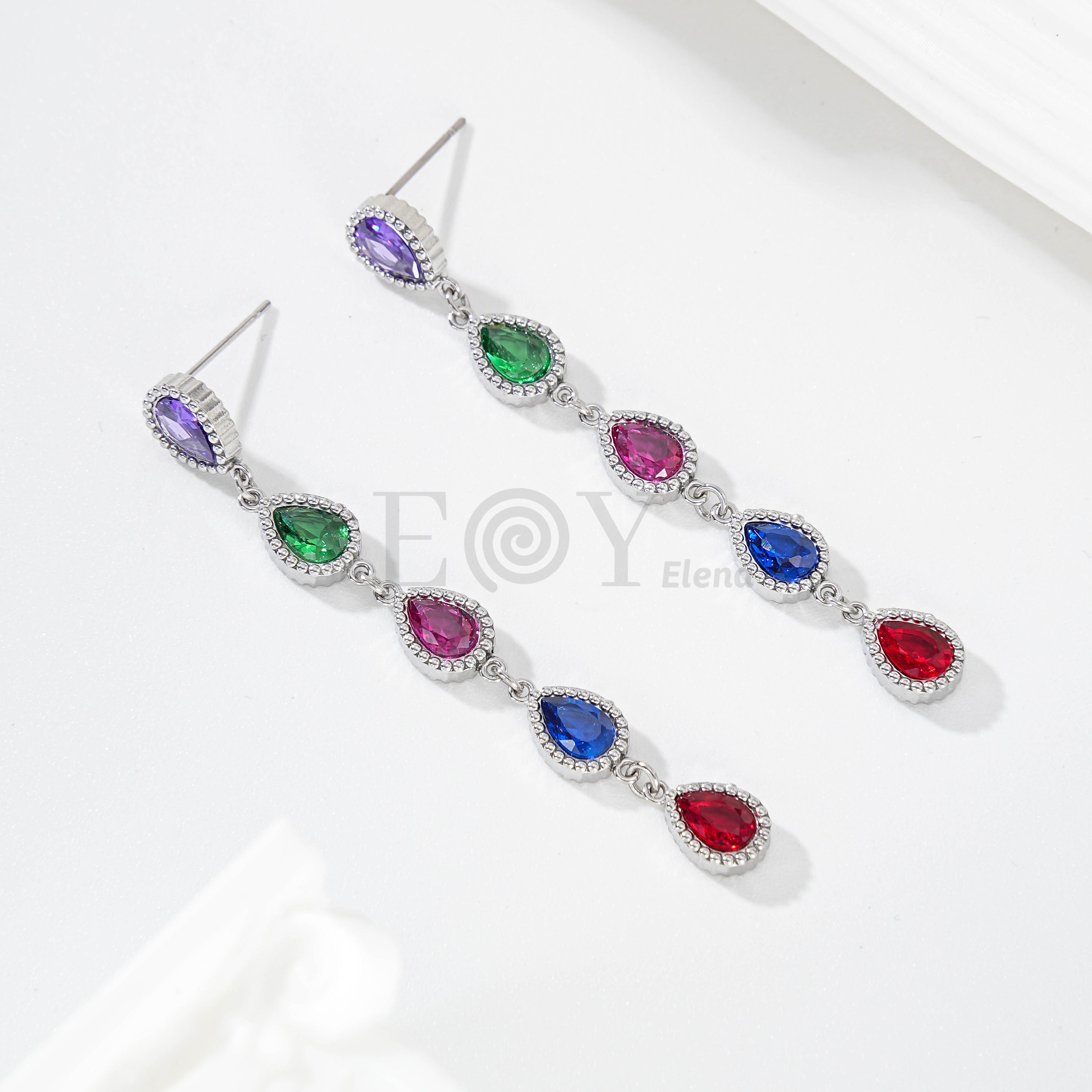 Pendientes Largos Gota Multicolor