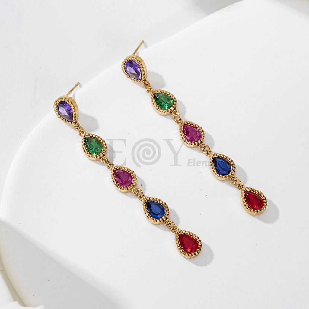 Pendientes Largos Gota Multicolor