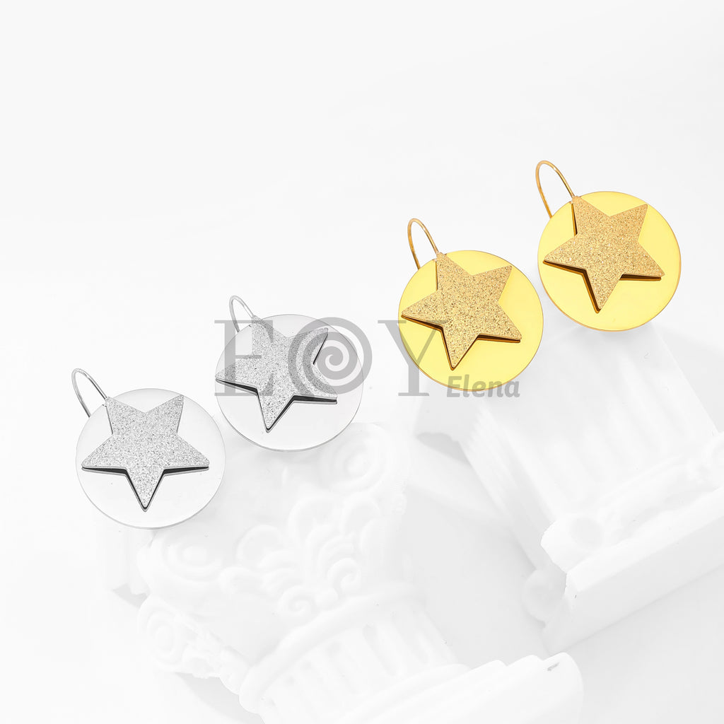 Pendientes estrella brillo sobre chapa