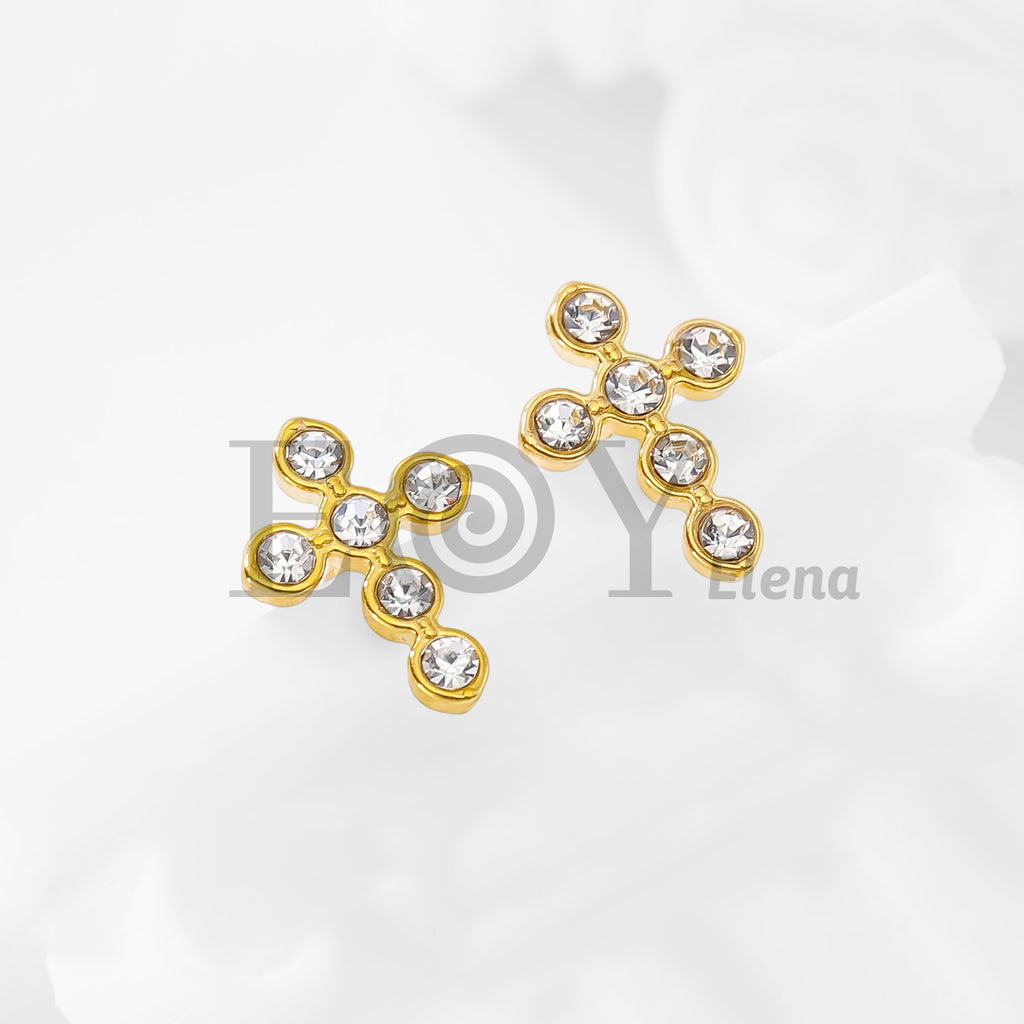 Pendientes cruz con circonitas