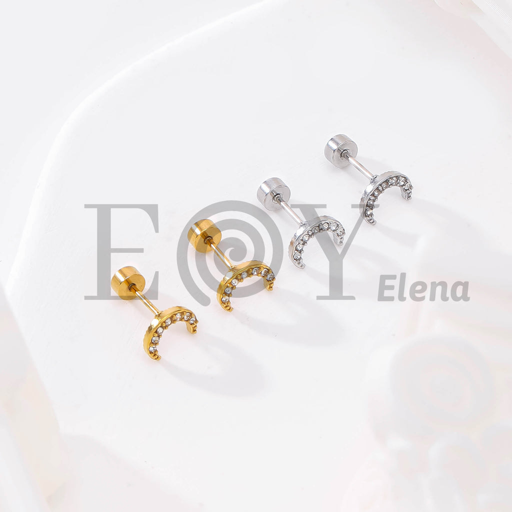 Pendientes Media Luna con Circonitas