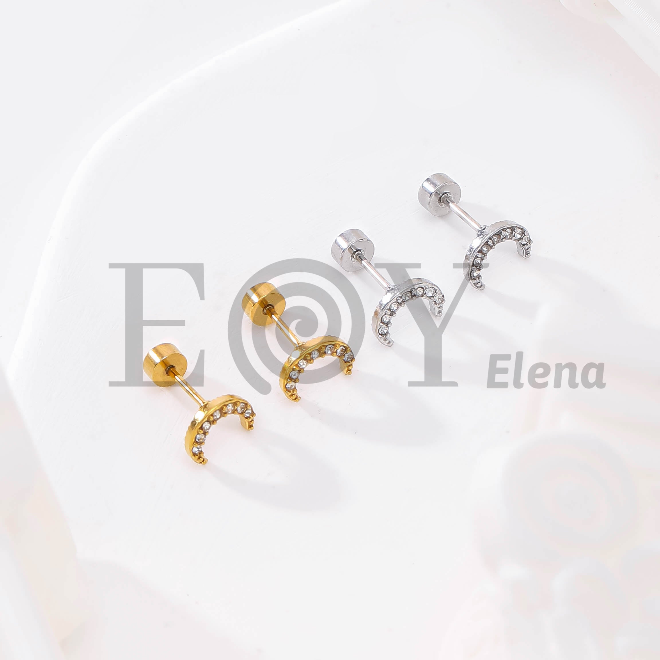 Pendientes Media Luna con Circonitas
