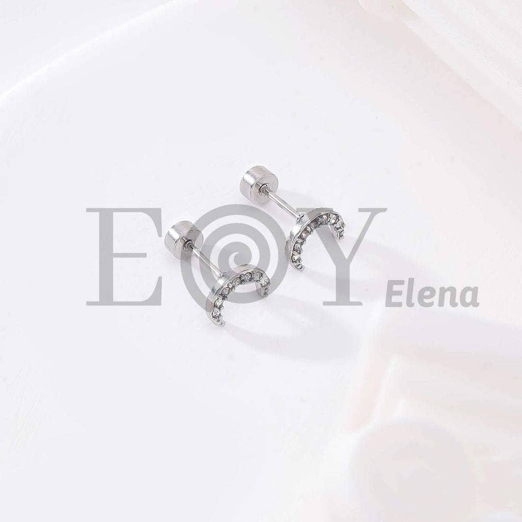 Pendientes Media Luna con Circonitas