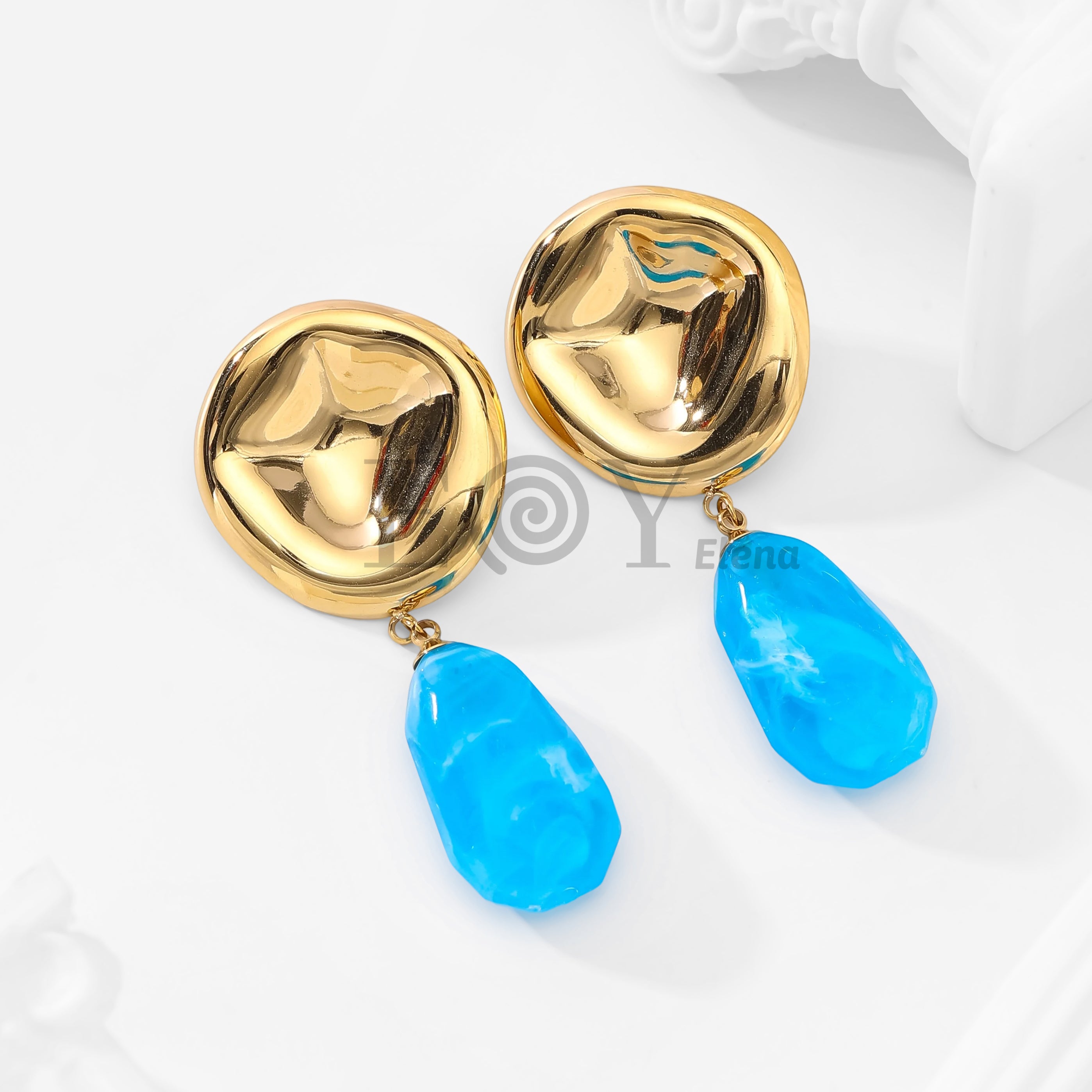 Pendientes chapa relieve y piedra irregular