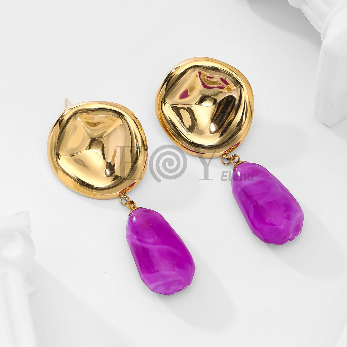Pendientes chapa relieve y piedra irregular