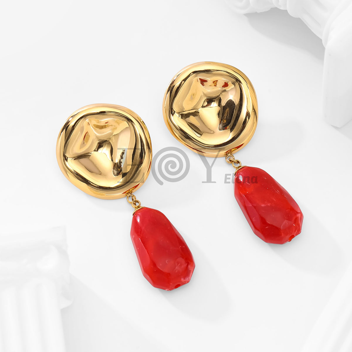 Pendientes chapa relieve y piedra irregular