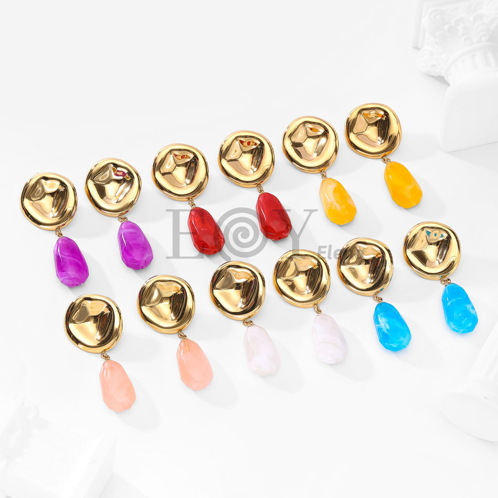 Pendientes chapa relieve y piedra irregular