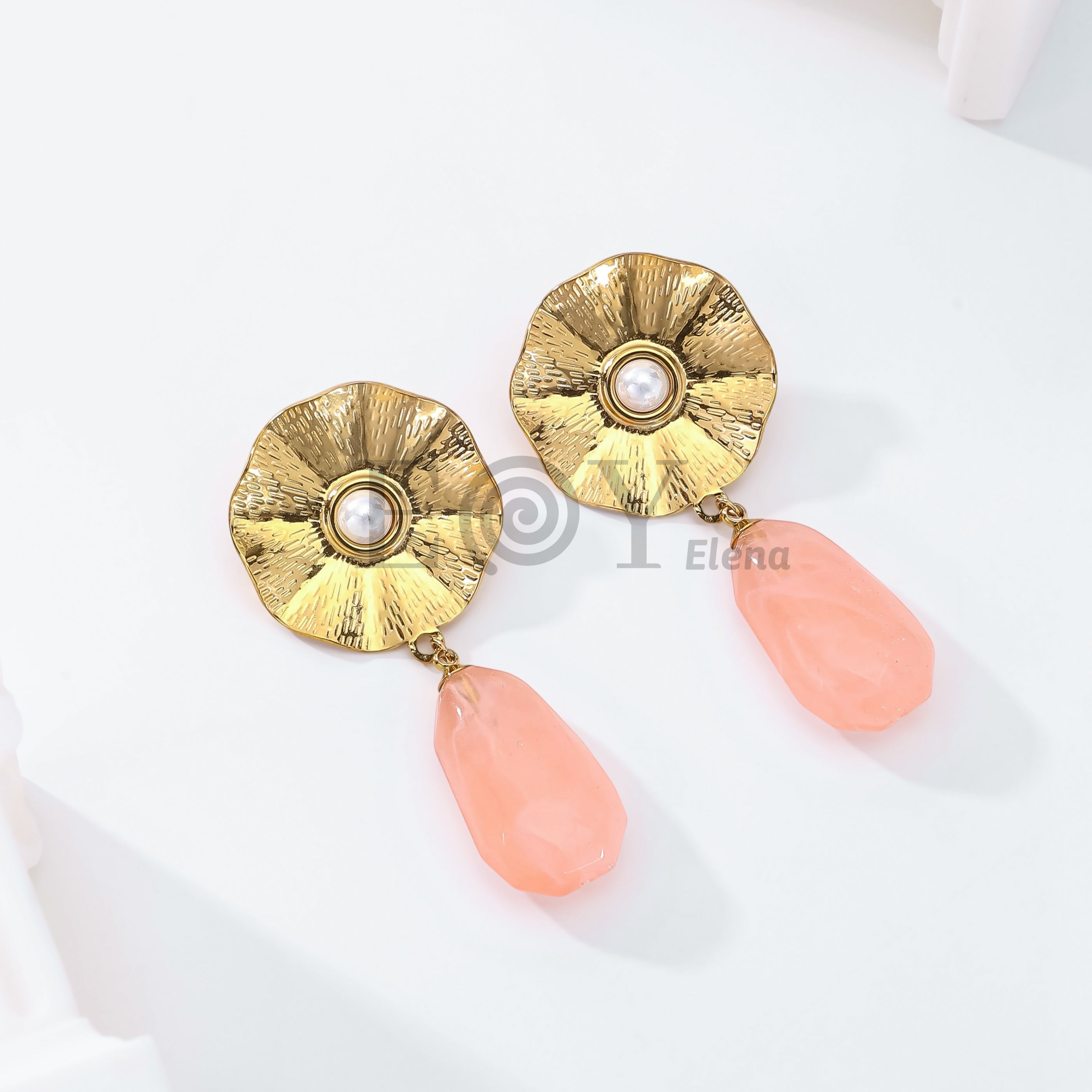 Pendientes chapa con perla y piedra