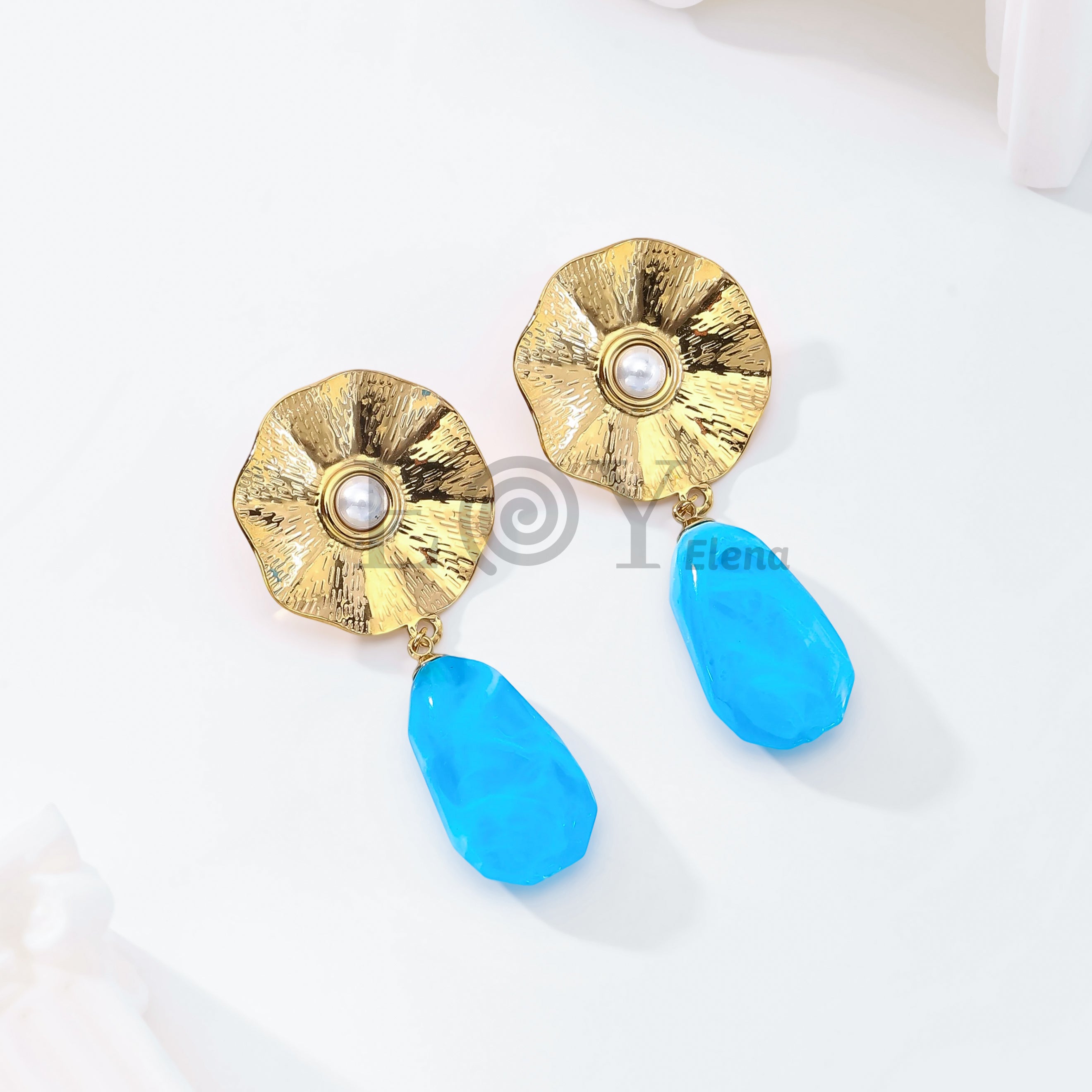 Pendientes chapa con perla y piedra