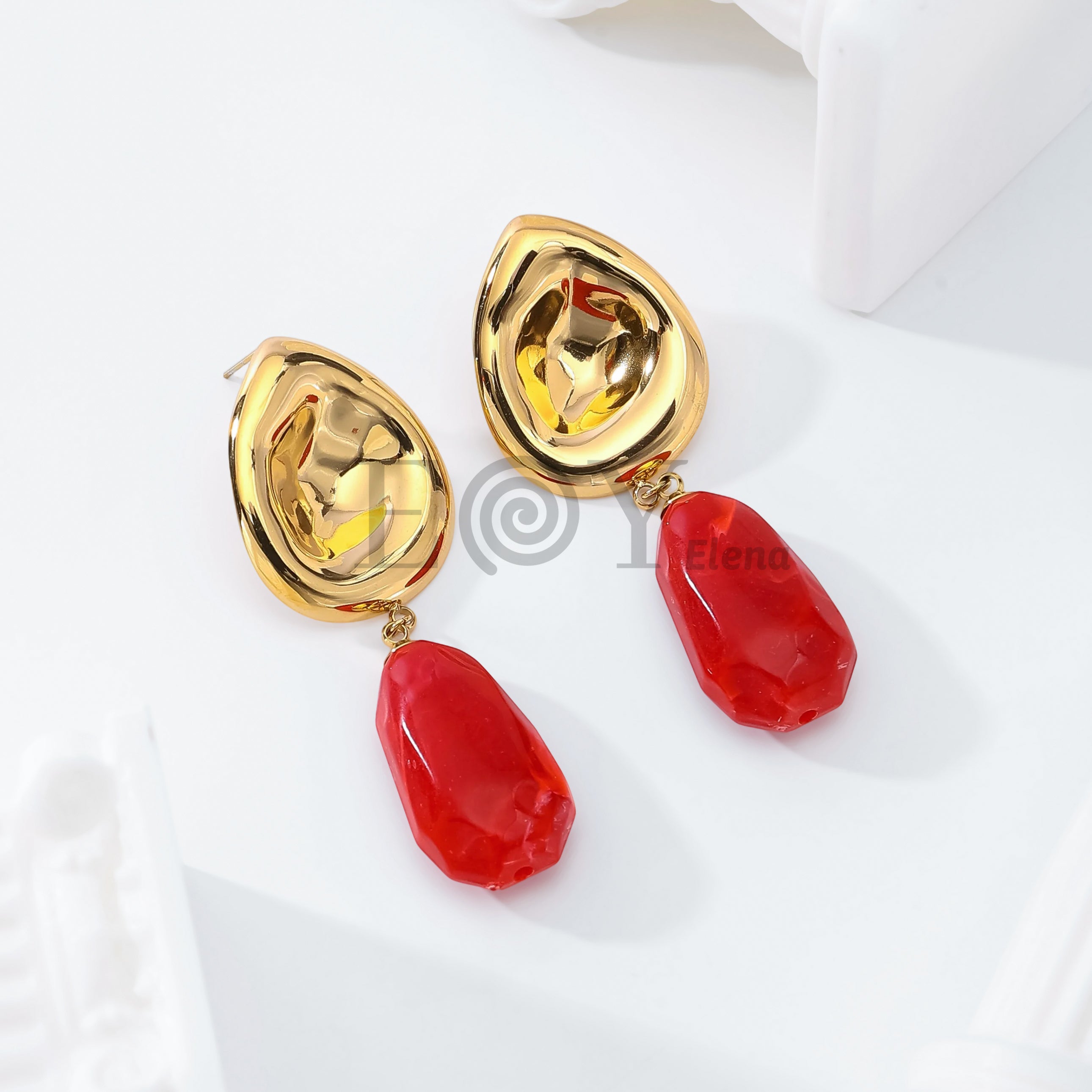Pendientes chapa lágrima con piedra