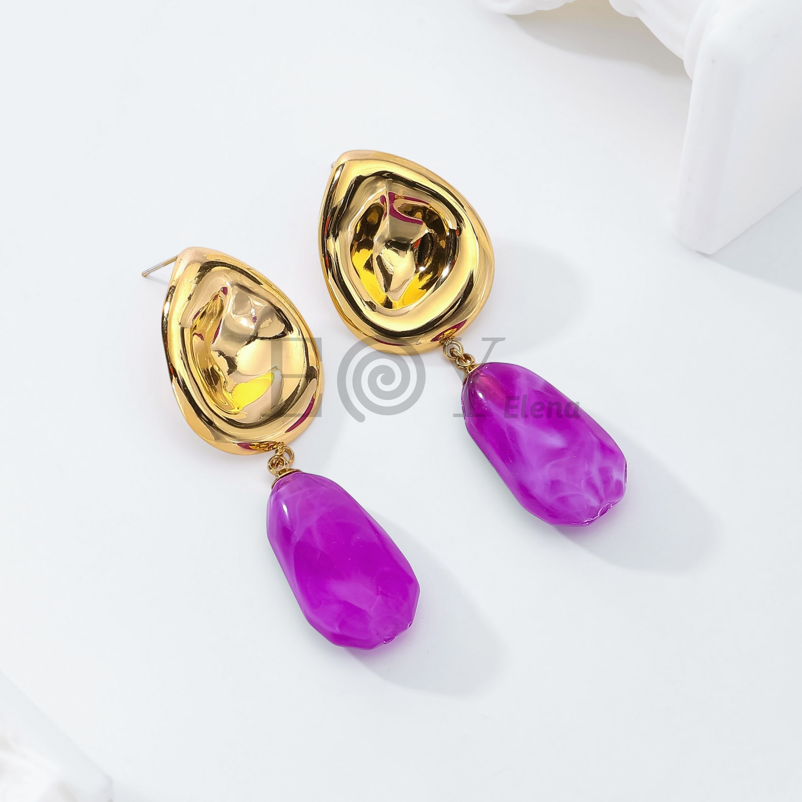 Pendientes chapa lágrima con piedra