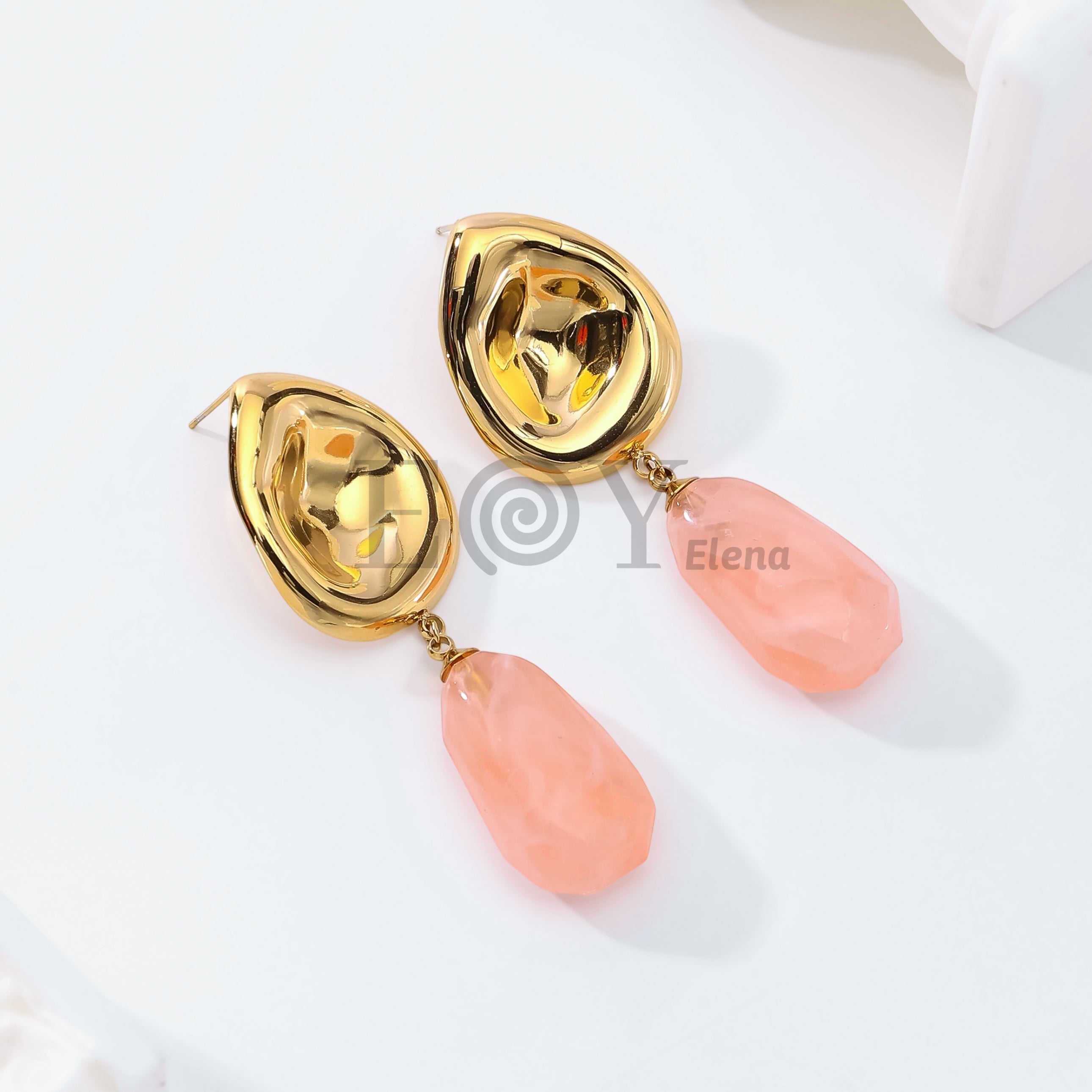 Pendientes chapa lágrima con piedra