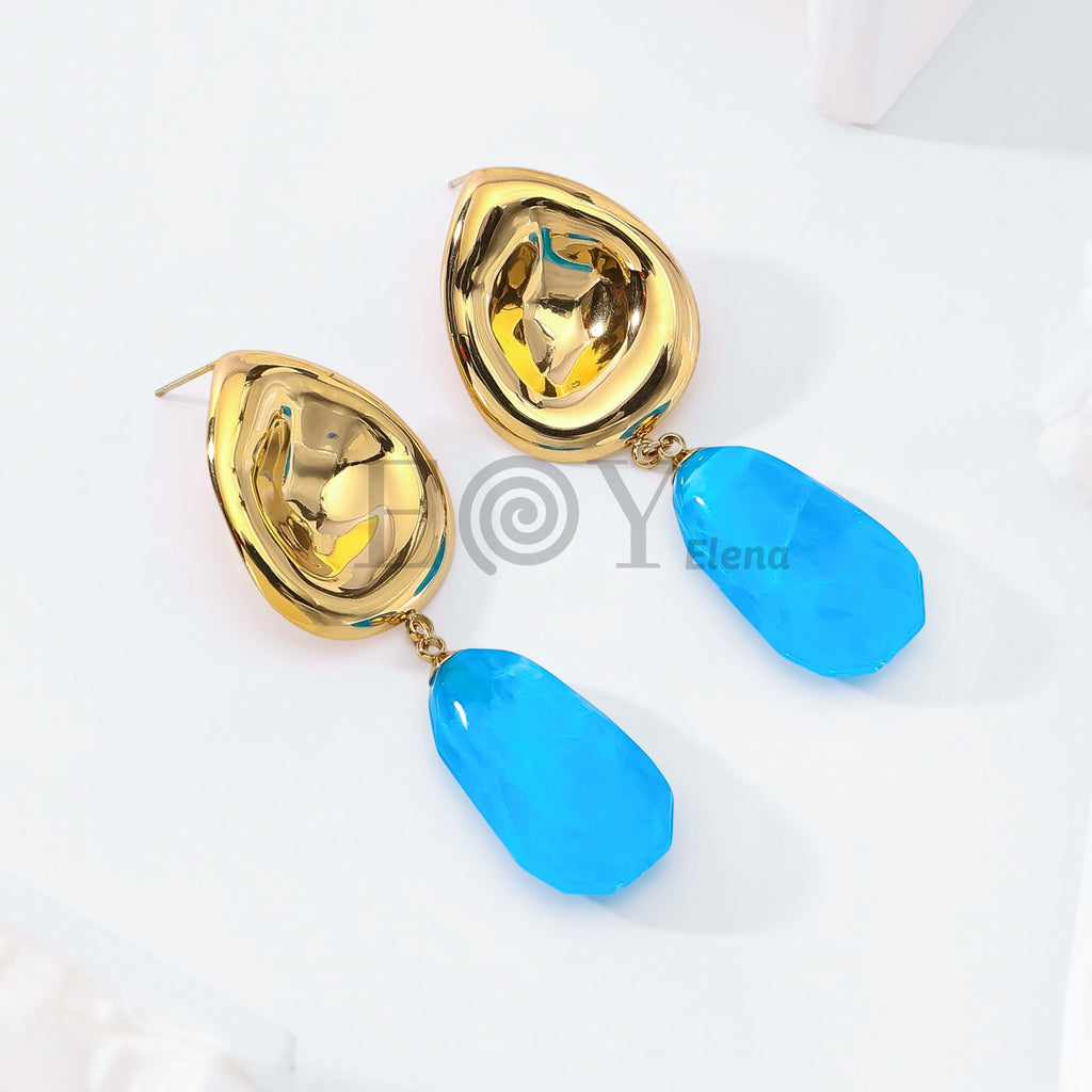 Pendientes chapa lágrima con piedra