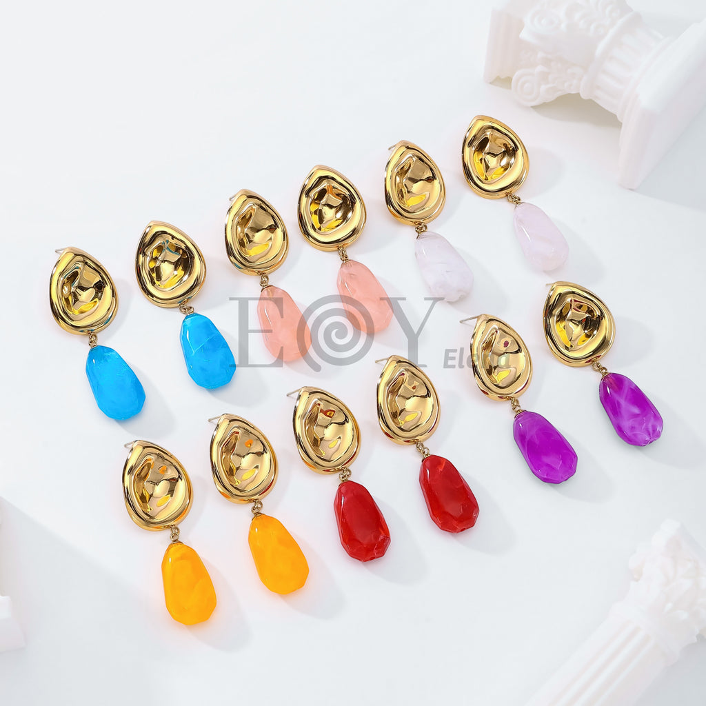 Pendientes chapa lágrima con piedra