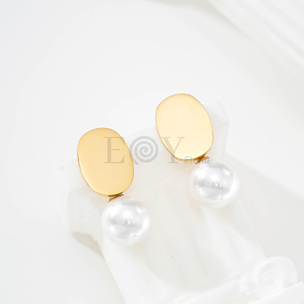 Pendientes chapa ovalada con perla
