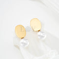 Pendientes chapa ovalada con perla