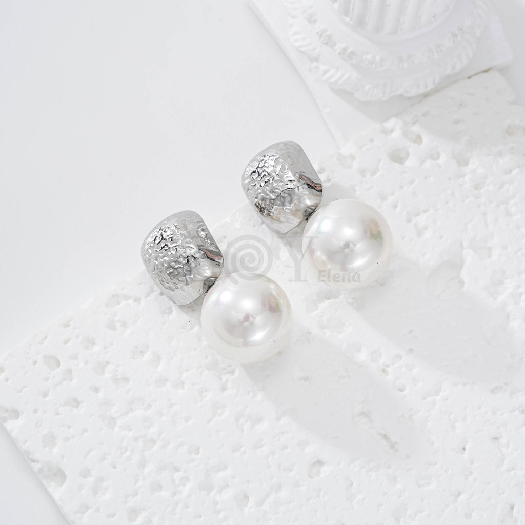 Pendientes chapa textura y perla acero