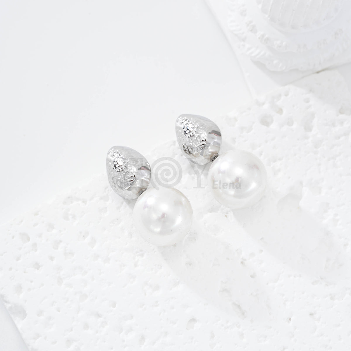 Pendientes gota y perla acero