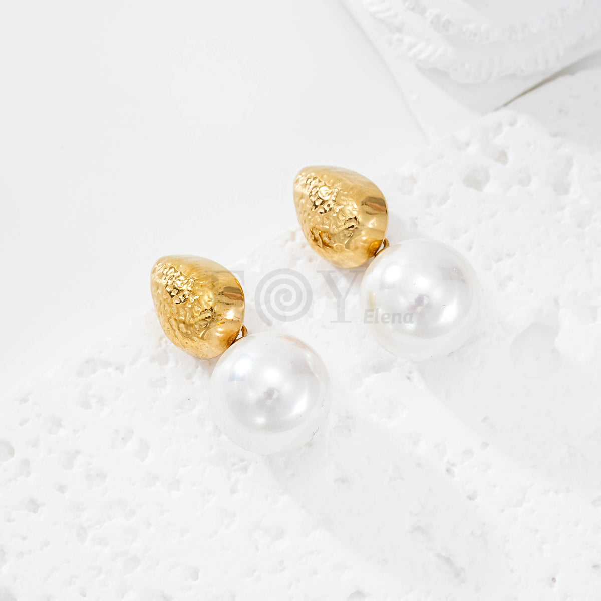 Pendientes gota y perla acero