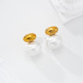 Pendientes con óvalo horizontal y perla acero