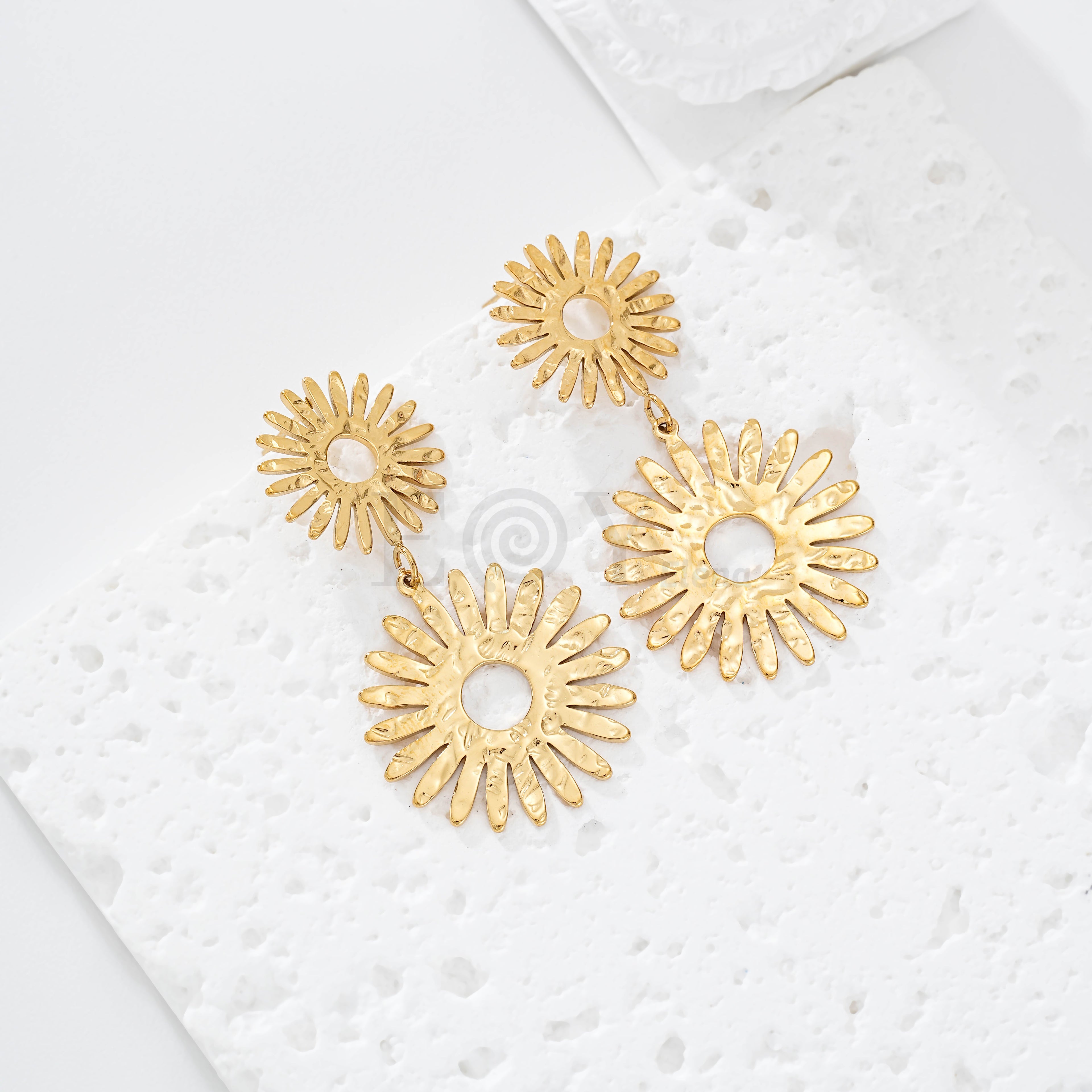 Pendientes doble flor textura