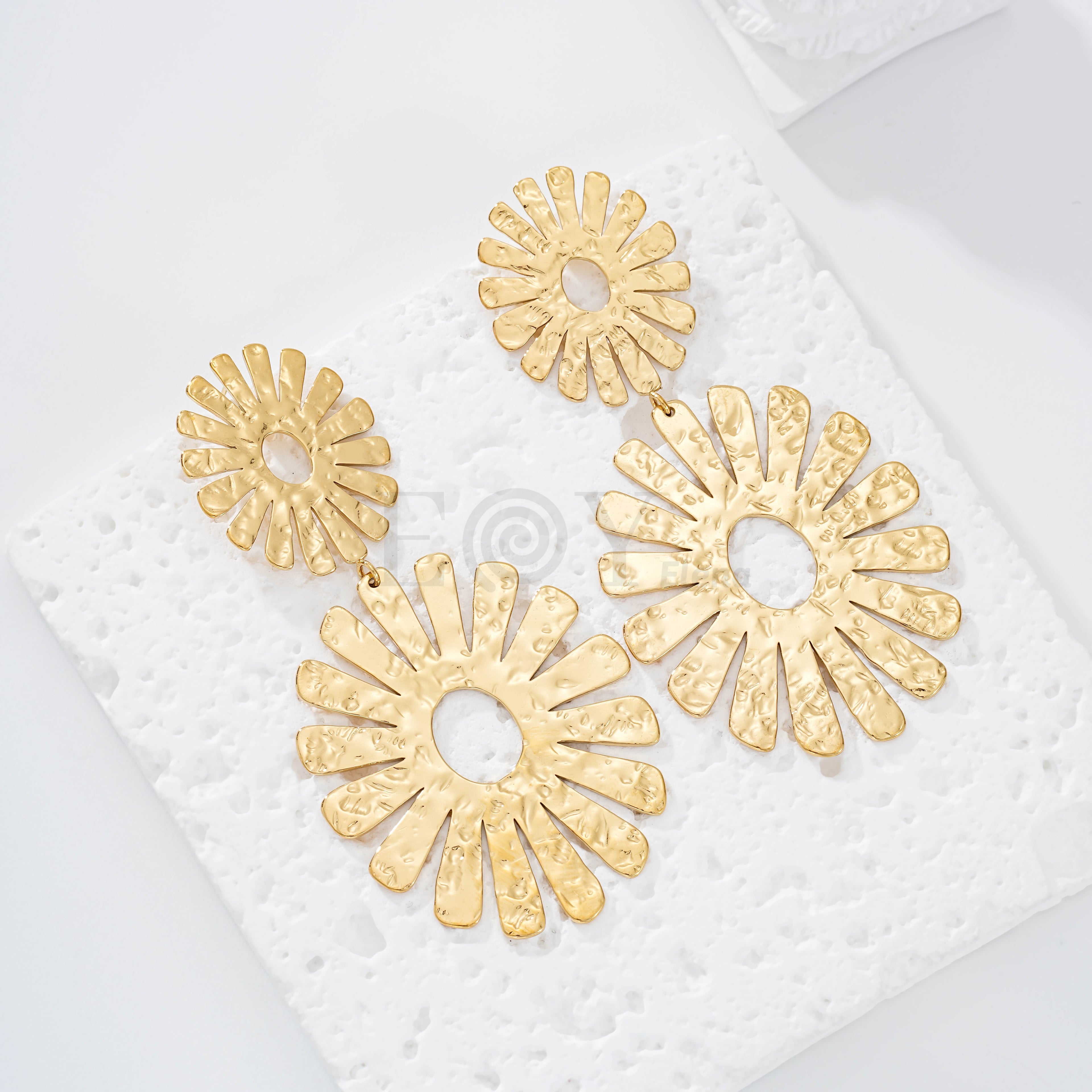 Pendientes doble flor grandes