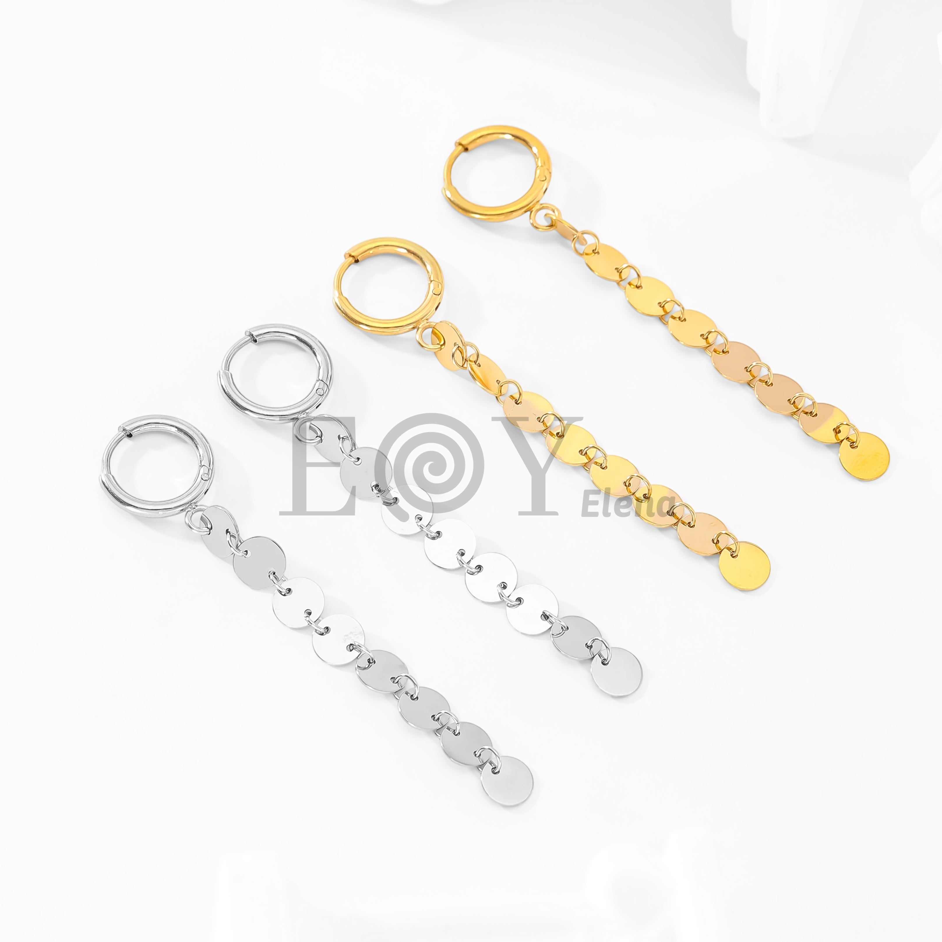 Pendientes de aro y eslabones circulos