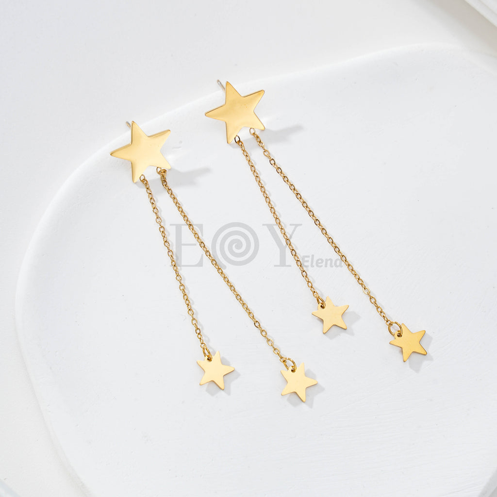 Pendientes de estrella doble cadena