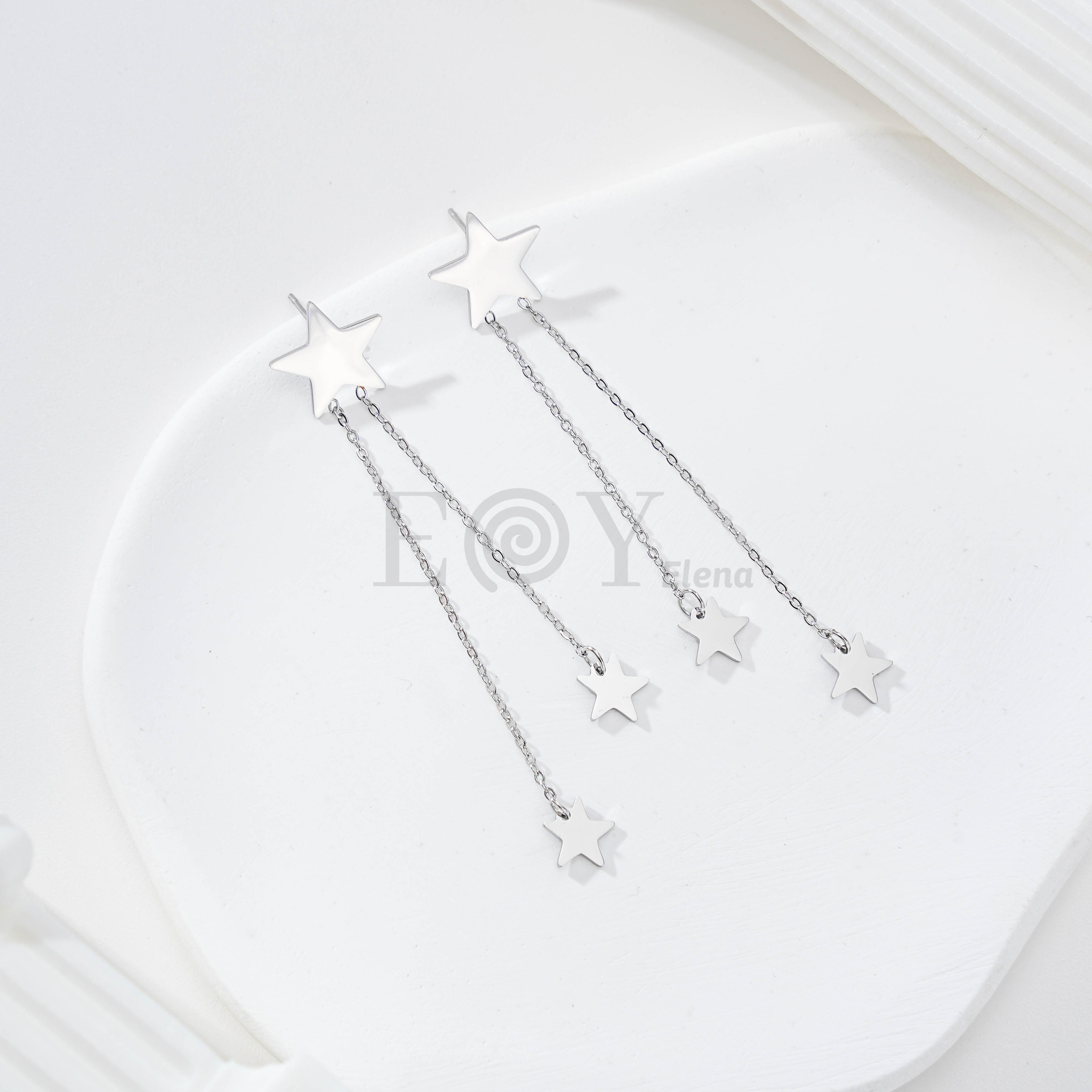 Pendientes de estrella doble cadena