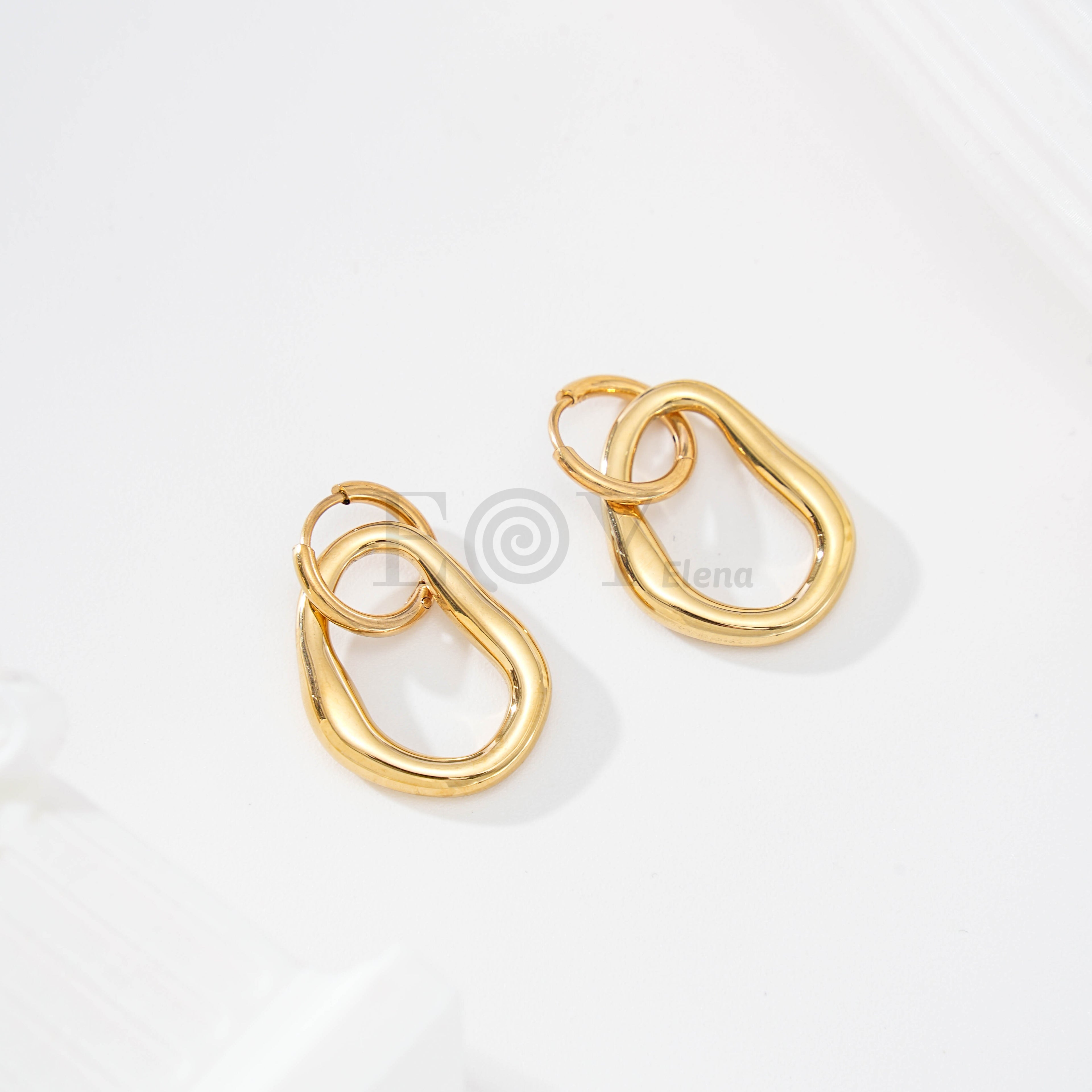Pendientes aro doble irregular