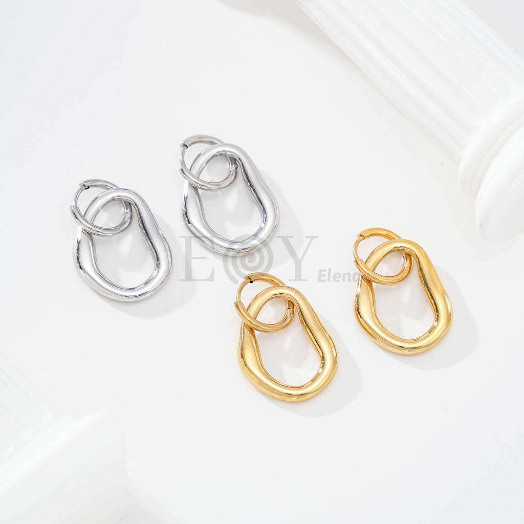 Pendientes aro doble irregular