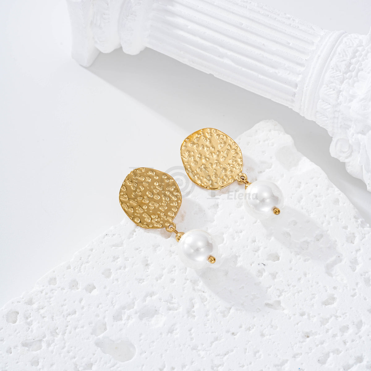 Pendientes chapa con perla acero