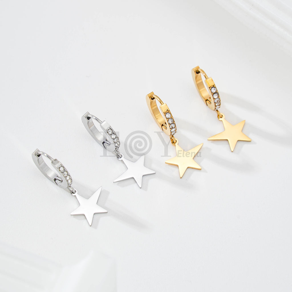 Pendientes de aro circonitas y estrella