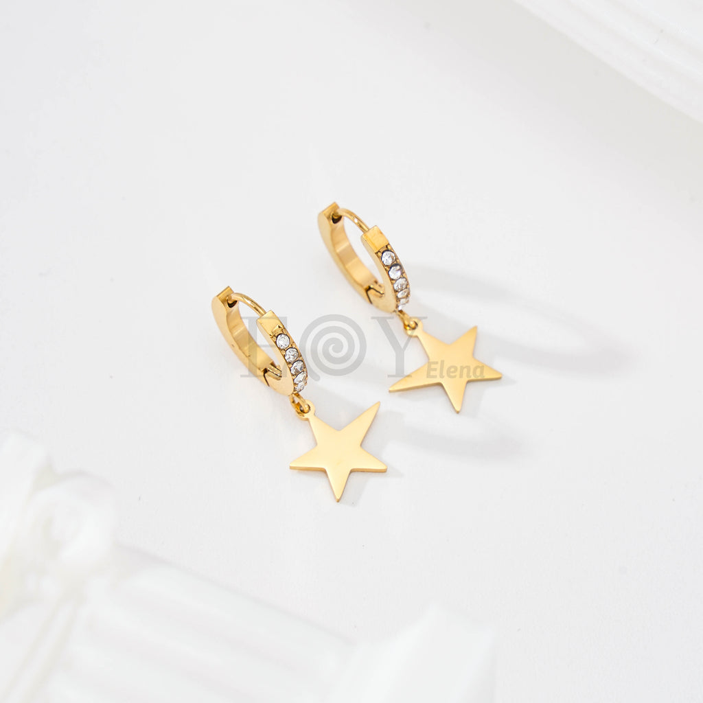 Pendientes de aro circonitas y estrella
