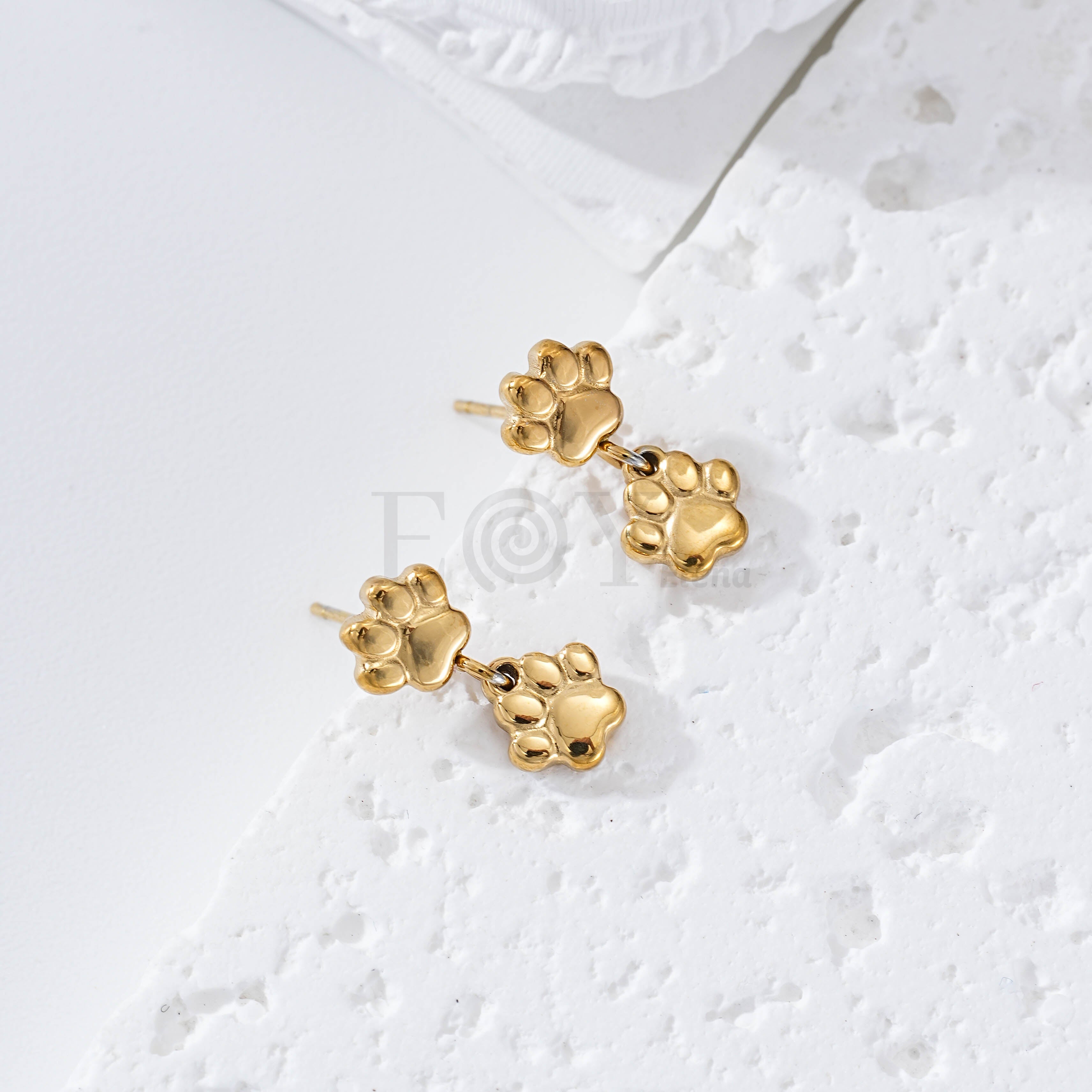 Pendientes doble huella animal acero