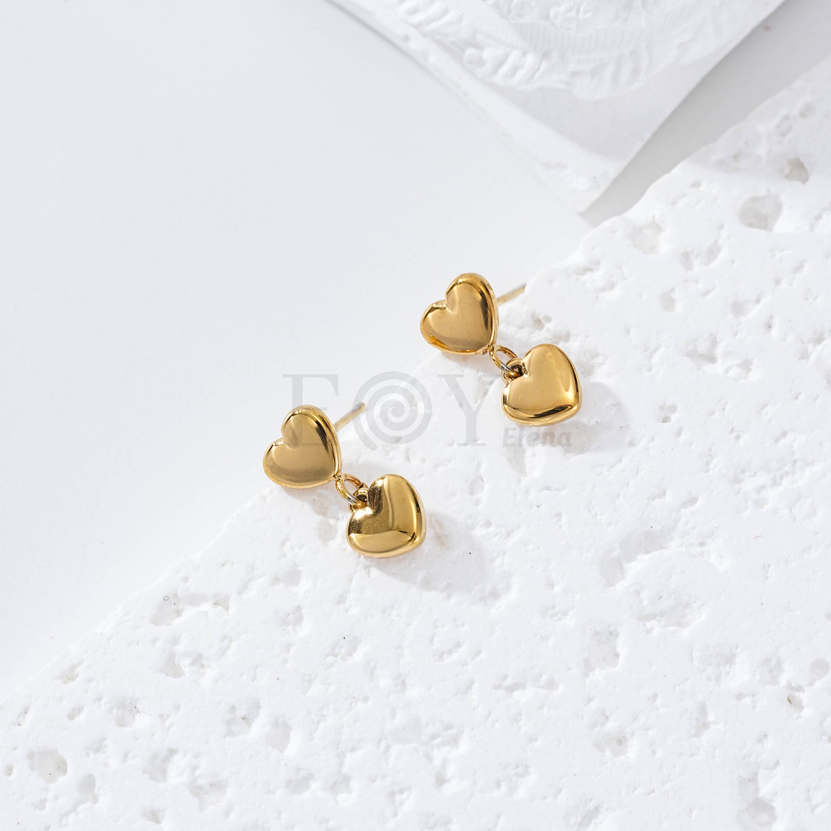 Pendientes doble corazón acero