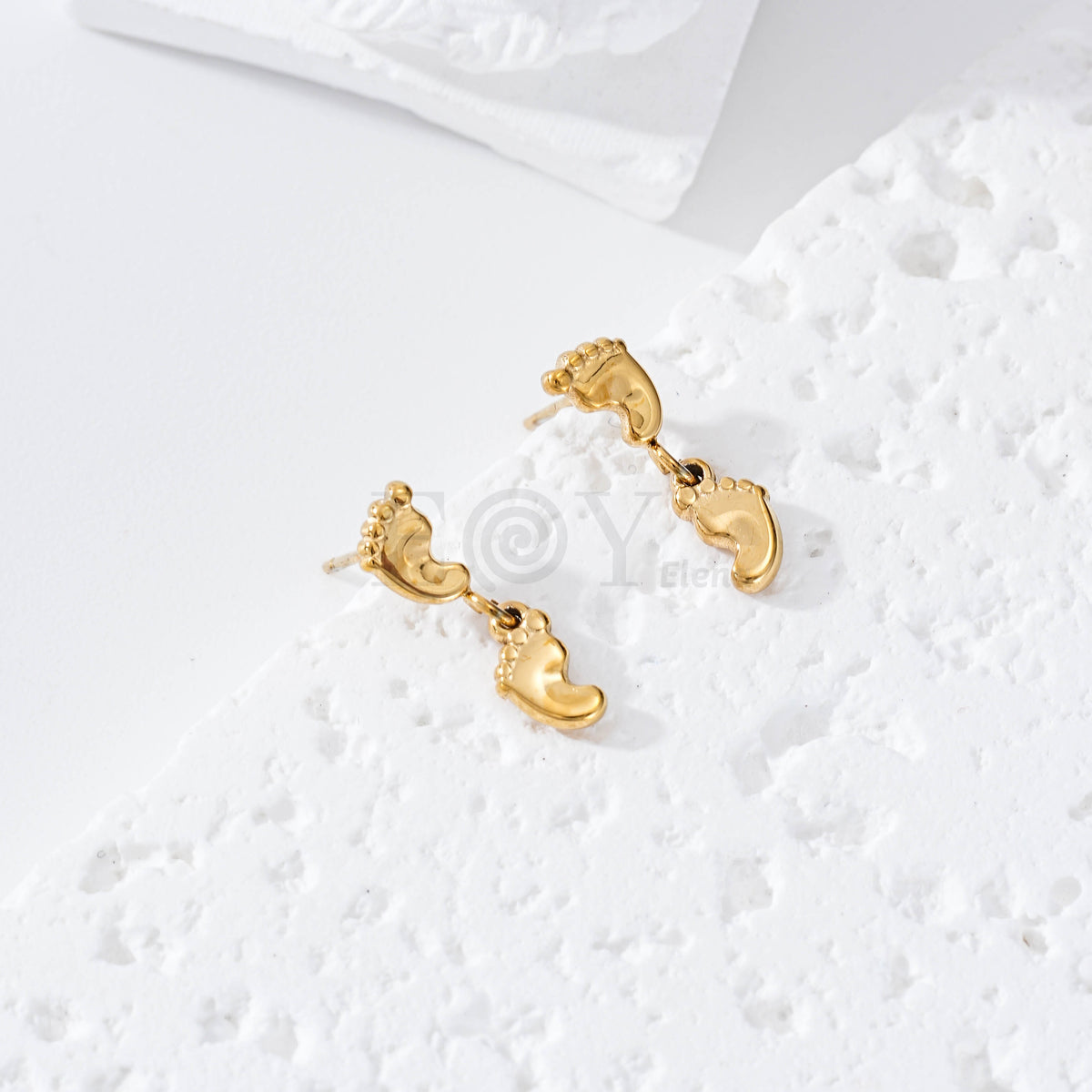 Pendientes doble huella pie acero