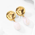 Pendientes chapa brillo y piedra ovalada