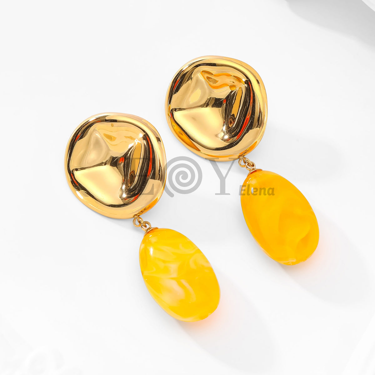 Pendientes chapa brillo y piedra ovalada
