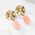 Pendientes chapa con perla y piedra