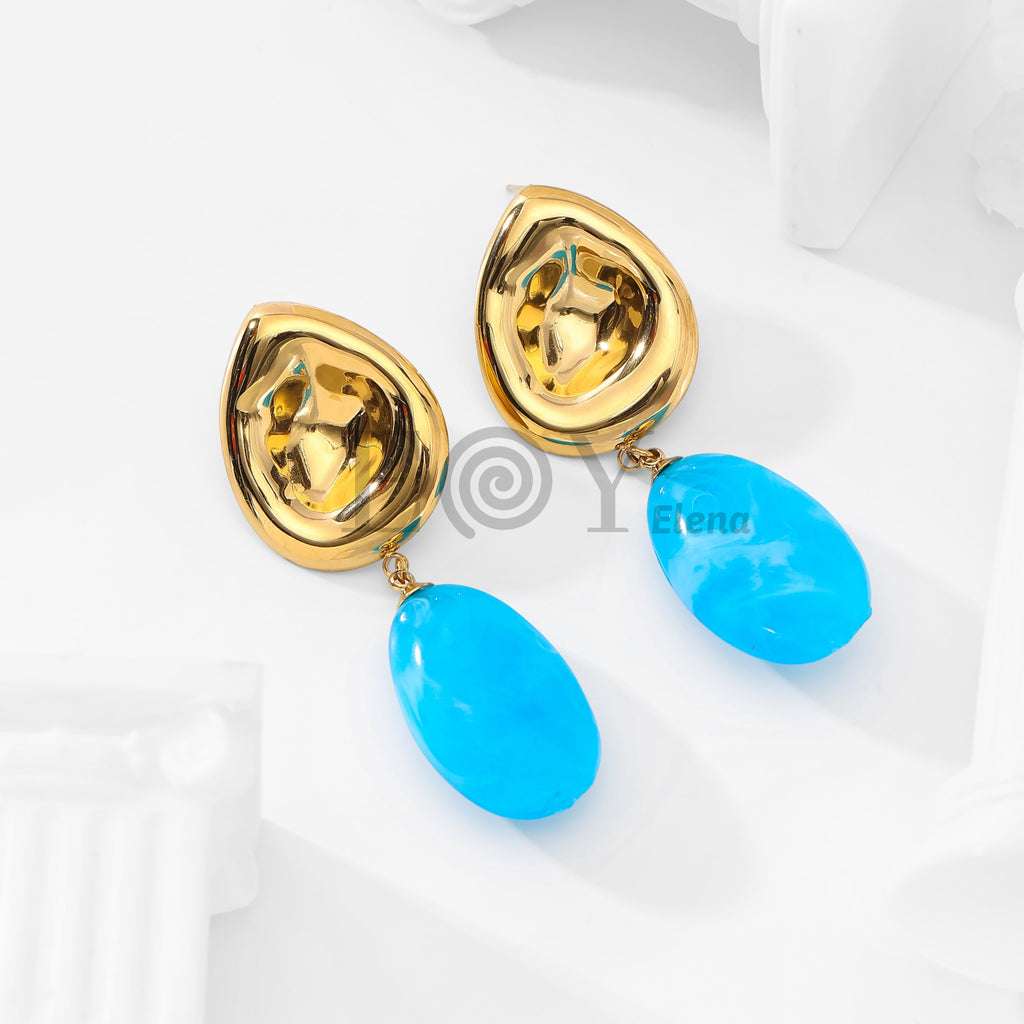 Pendientes chapa lágrima y piedra