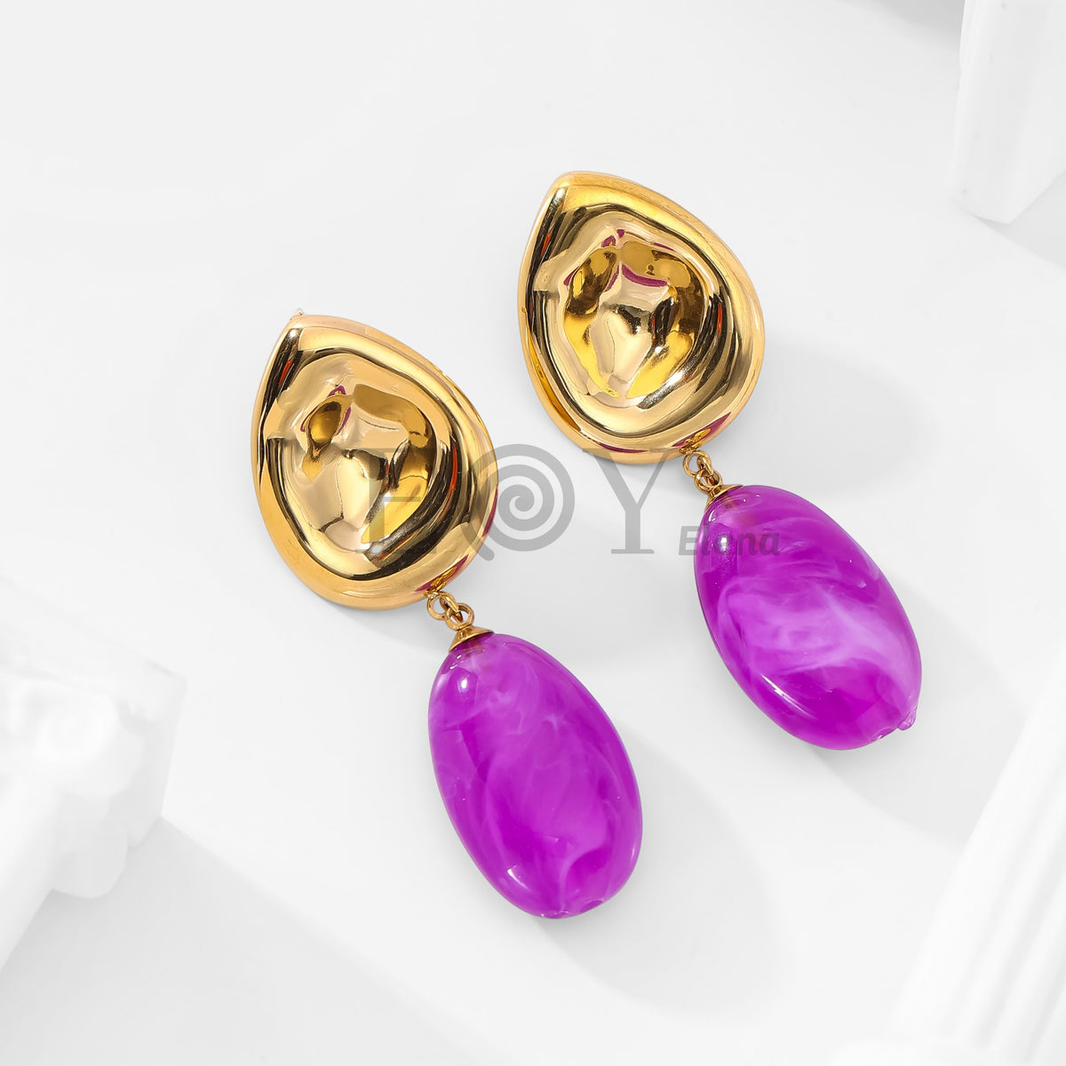 Pendientes chapa lágrima y piedra