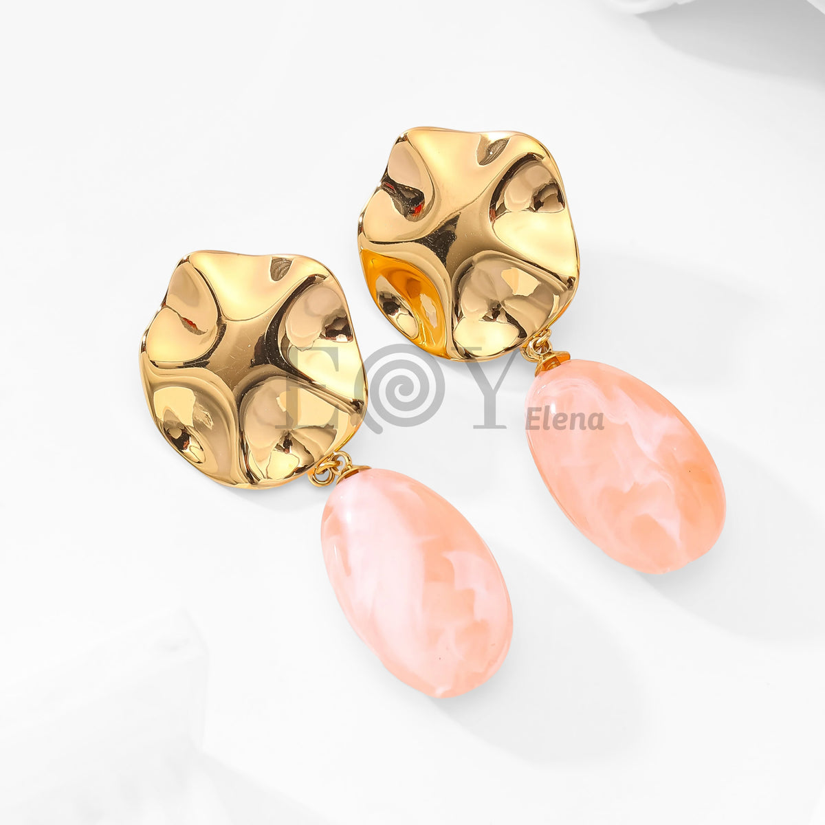 Pendientes chapa relieve y piedra color
