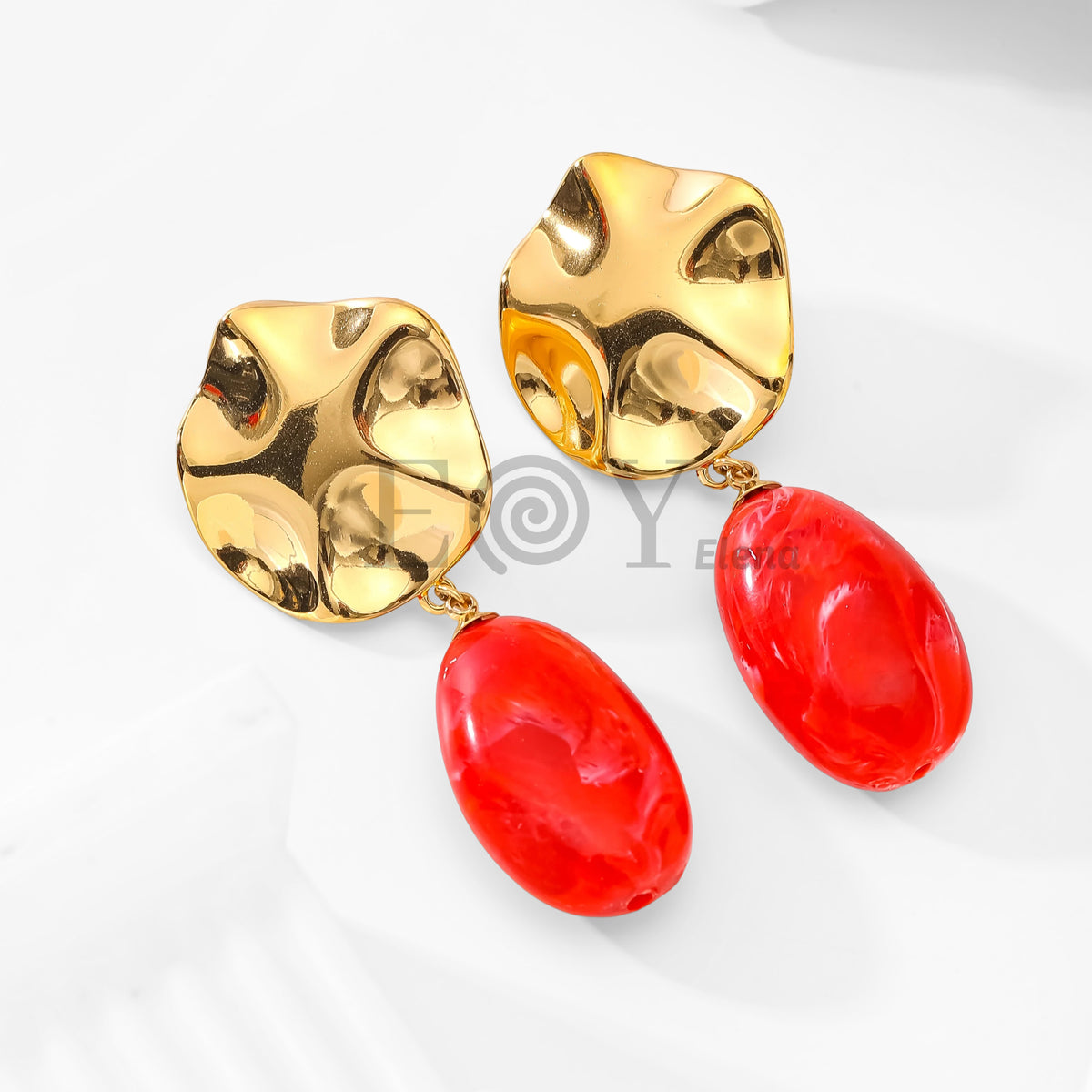 Pendientes chapa relieve y piedra color
