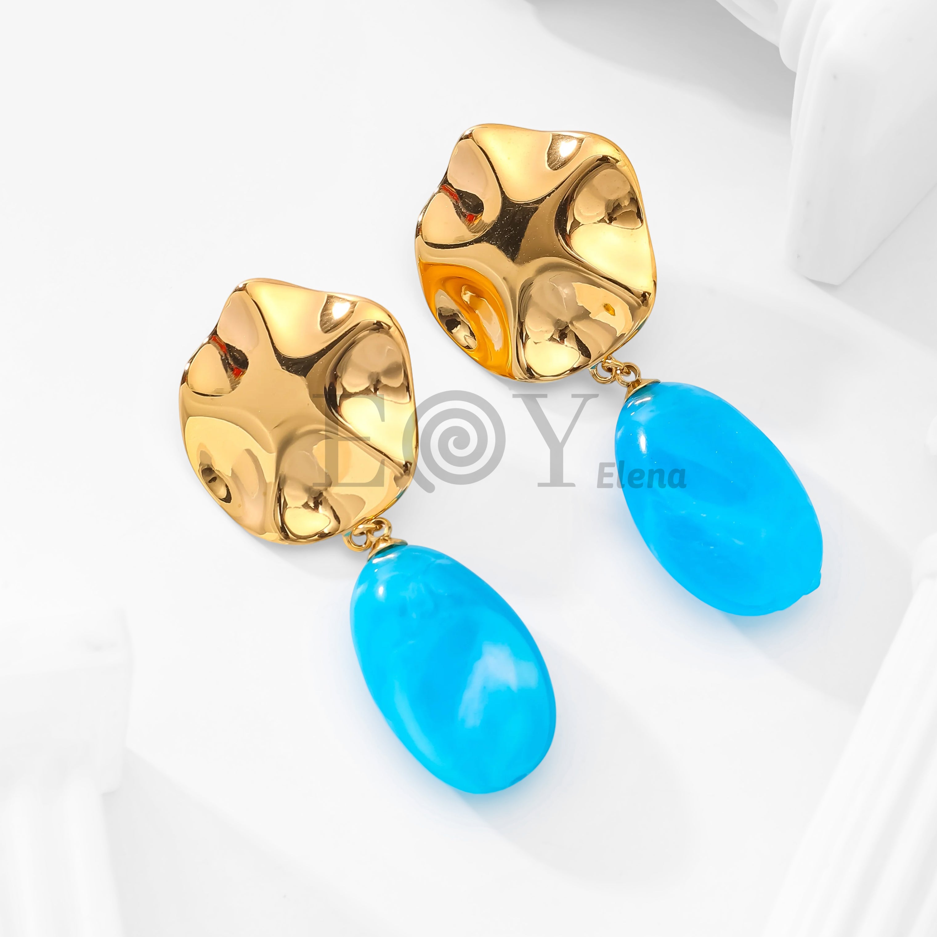 Pendientes chapa relieve y piedra color